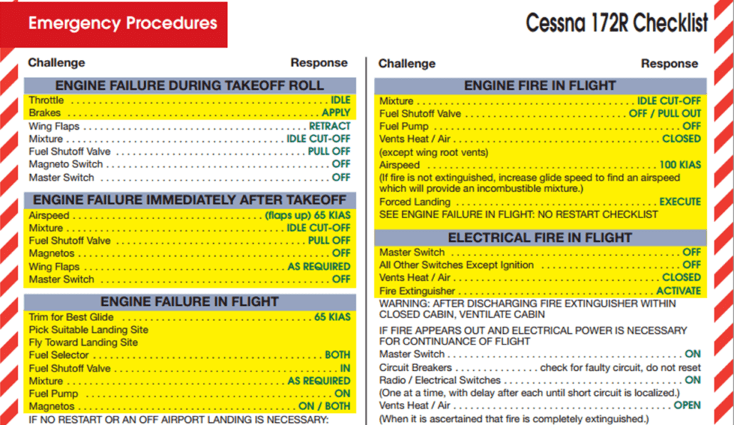 Get The Most Out Of The Emergency Checklist Flight Training Central